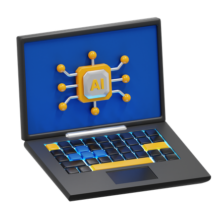 AI POWERED LAPTOP  3D Icon