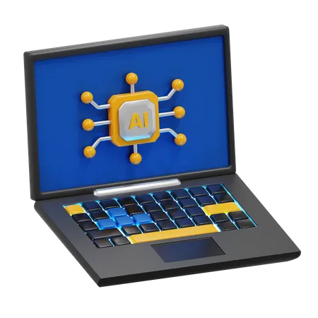 AI POWERED LAPTOP  3D Icon