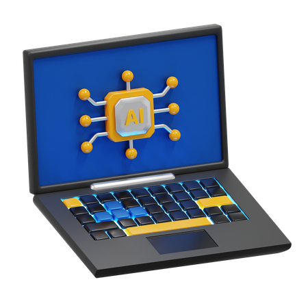 AI POWERED LAPTOP  3D Icon