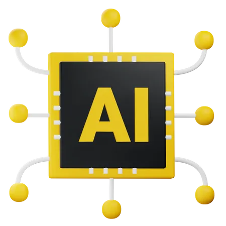 3 D Ai Processor Illustration With Alpha Background 3D Icon