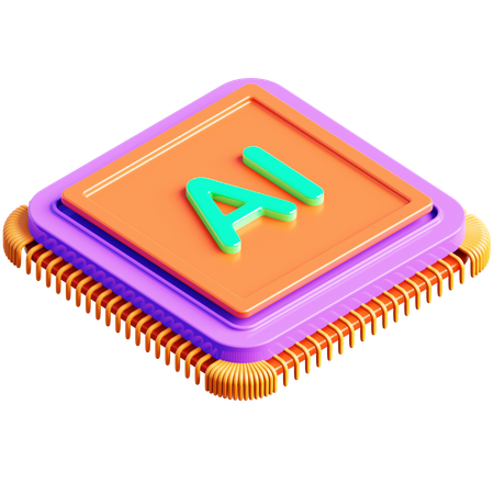 AI 프로세서 칩  3D Icon