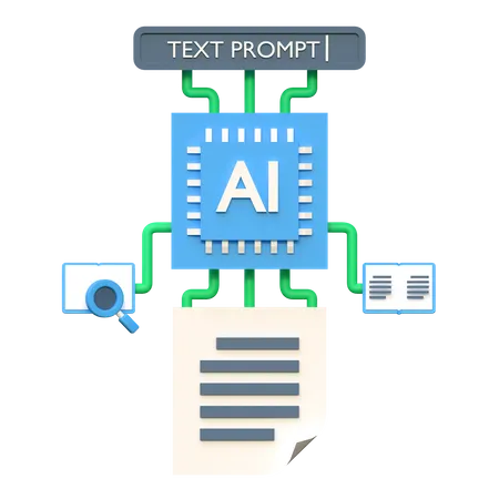Ai Text Prompt To Article Generation Artificial Inteligence Icon 3 D Illustration 3D Icon