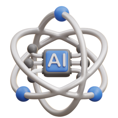 Ai Quantum Computing Atom  3D Icon