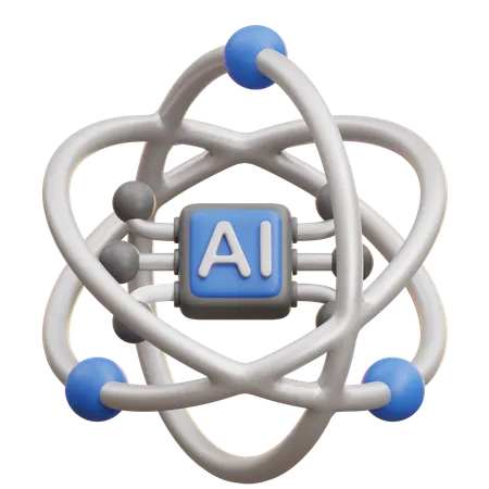 Ai Quantum Computing Atom  3D Icon