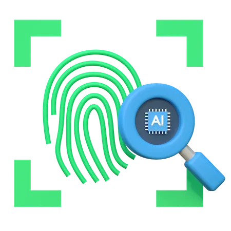 Icone Dintelligence Artificielle De Reconnaissance Biometrique Dempreintes Digitales IA Illustration 3 D 3D Icon