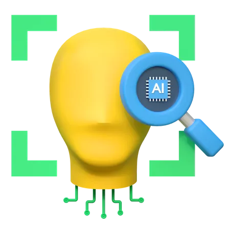 Ai Reconocimiento De Rostro Humano Datos Biometricos Icono De Inteligencia Artificial Ilustracion 3 D 3D Icon