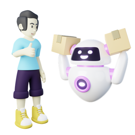 AI Robot Carrying Package  3D Icon