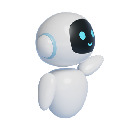Ai Robot Character Guiding Pose With Smiling Face  3D Icon