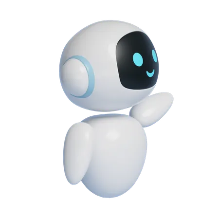 Ai Robot Character Guiding Pose With Smiling Face  3D Icon