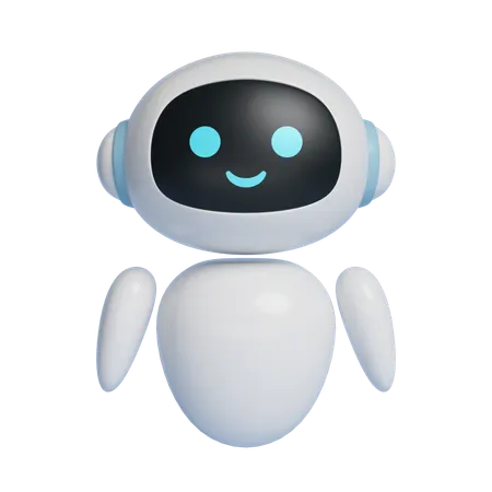 Ai Robot Character Standing At Attention With Smiling Face  3D Icon