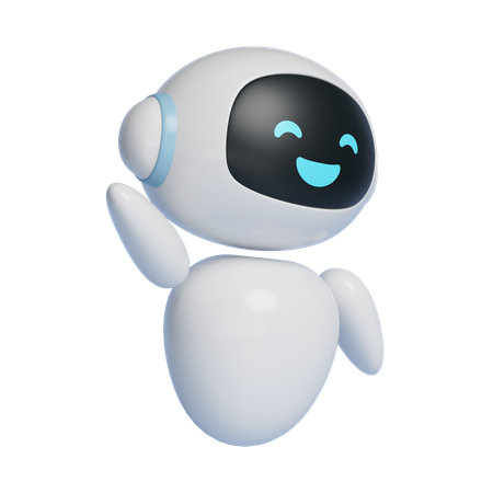 Ai Robot Character Waving With A Big Smile  3D Icon