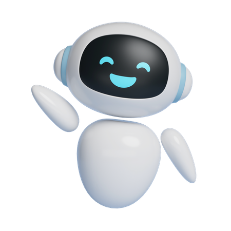 Ai Robot Character Waving With A Big Smile  3D Icon