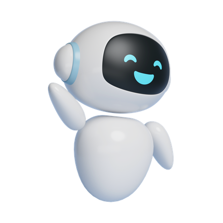 Ai Robot Character Waving With A Big Smile  3D Icon