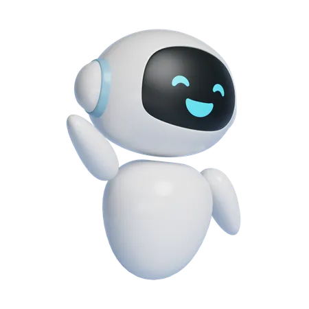 Ai Robot Character Waving With A Big Smile  3D Icon