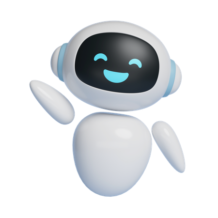 Ai Robot Character Waving With A Big Smile  3D Icon
