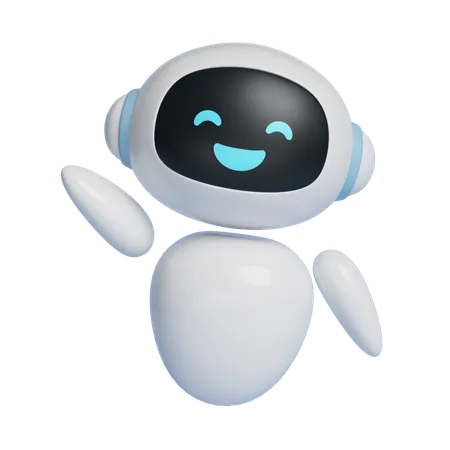 Ai Robot Character Waving With A Big Smile  3D Icon