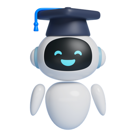 Ai Robot Character Wearing A Graduation Cap  3D Icon
