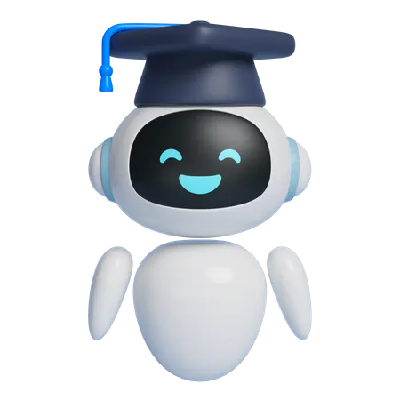 Ai Robot Character Wearing A Graduation Cap  3D Icon