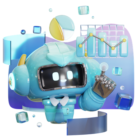 Tableau de bord de données de robot IA  3D Icon