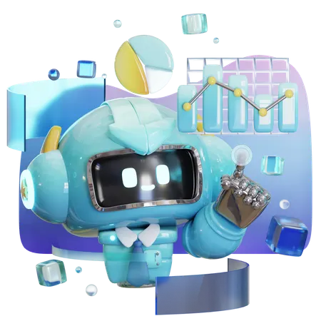 Tableau de bord de données de robot IA  3D Icon