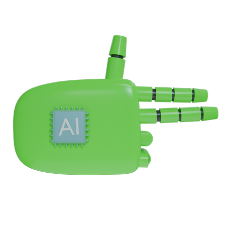 Mano de robot AI disparando verde  3D Icon