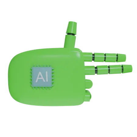 Mano de robot AI disparando verde  3D Icon