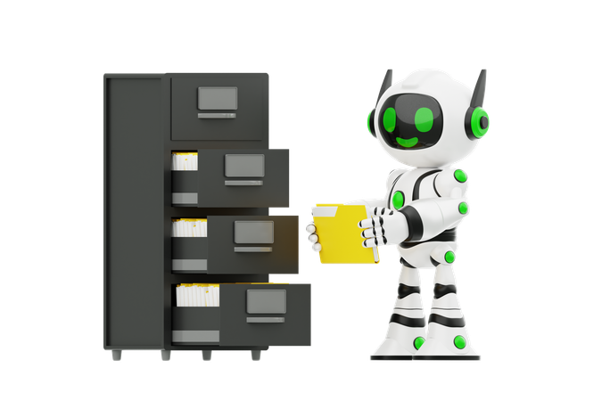 Ai Robot Filing Documents  3D Icon