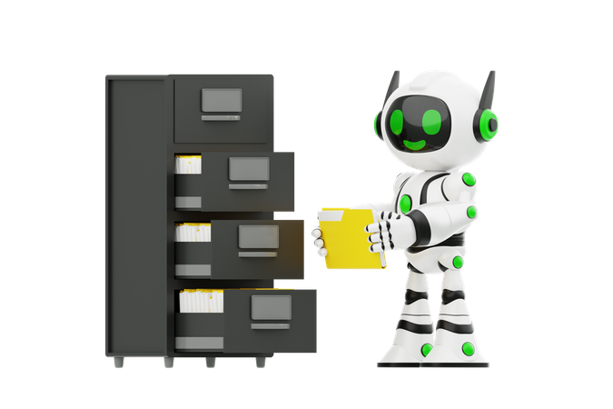 Ai Robot Filing Documents  3D Icon
