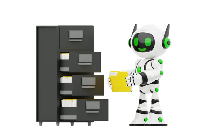 Ai Robot Filing Documents  3D Icon