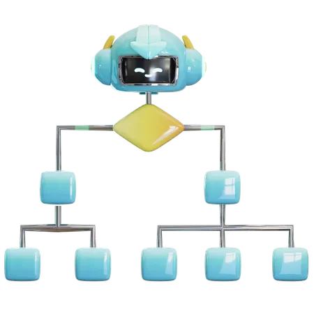 Ai 로봇 흐름도 결정  3D Icon