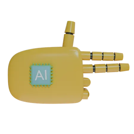 AI Robot Hand Firing Amber  3D Icon