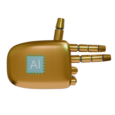 AI Robot Hand Firing Bronze  3D Icon