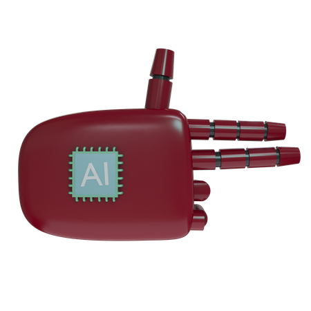 AI Robot Hand Firing Burgundy  3D Icon