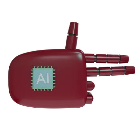 AI Robot Hand Firing Burgundy  3D Icon