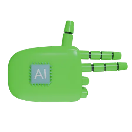 AI Robot Hand Firing Green  3D Icon