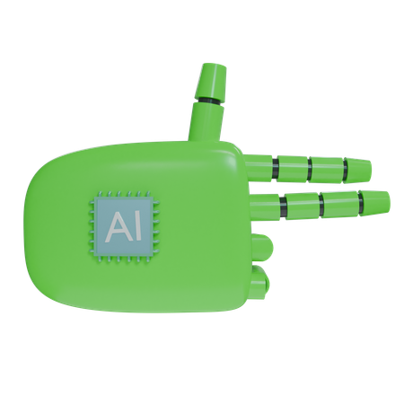 AI Robot Hand Firing Green  3D Icon