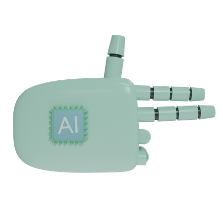 AI Robot Hand Firing MintGreen  3D Icon