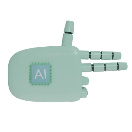 AI Robot Hand Firing MintGreen  3D Icon