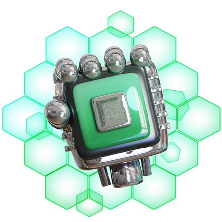 Ai Robot Hand Hold Chip  3D Icon
