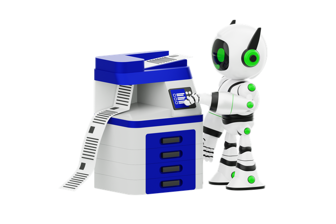 Ai Robot Printing Documents  3D Icon