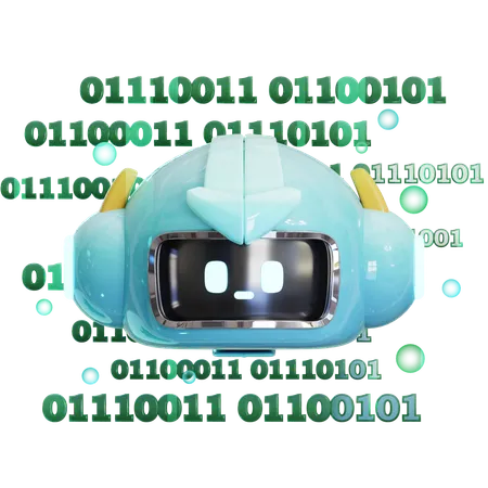 AI ロボット プログラミング バイナリ コード  3D Icon
