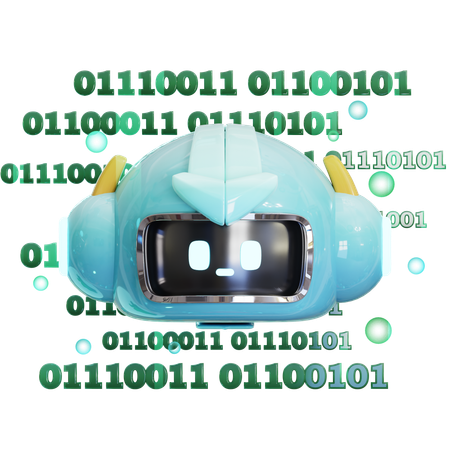 Ai Robot Programming Binary Code  3D Icon
