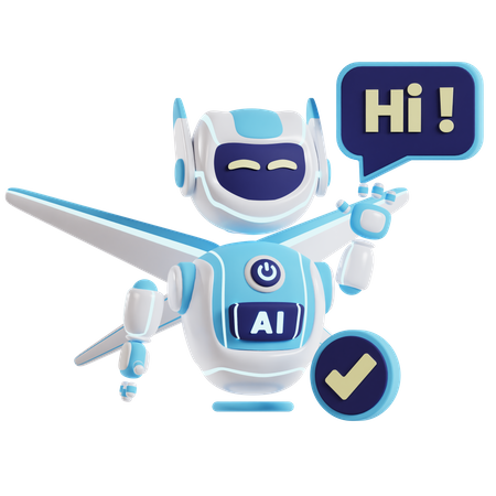 Ai Robot Say Hi  3D Illustration