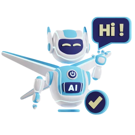 Ai Robot Say Hi  3D Illustration