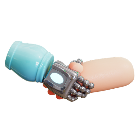 Ai Robot Shaking Hand With Human  3D Icon
