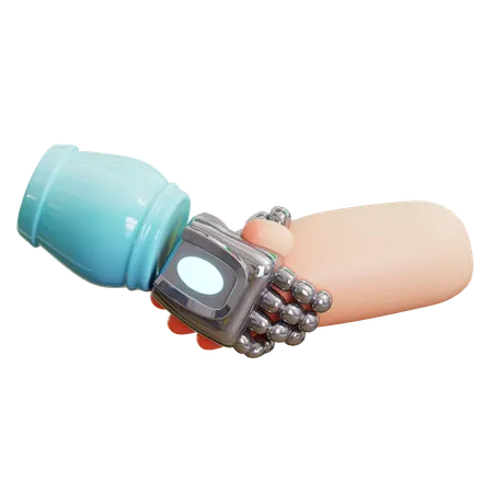 Ai Robot Shaking Hand With Human  3D Icon