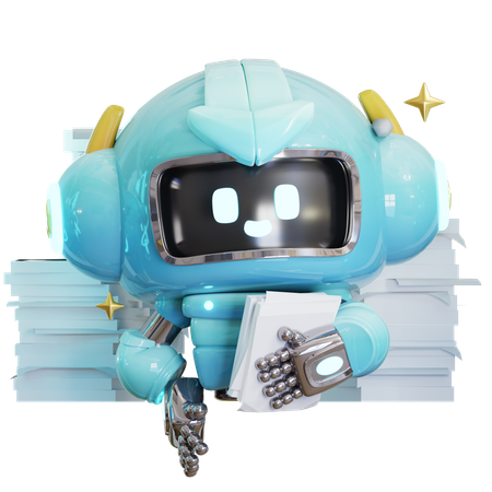 문서 파일이 있는 ai 로봇  3D Icon