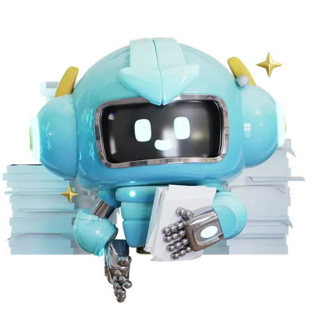 문서 파일이 있는 ai 로봇  3D Icon
