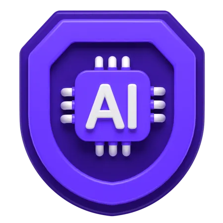 Icon Of A Shield With A Ai Chip Attached On It 3D Icon