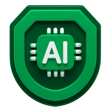 D Icon Of A Shield With A Ai Chip Attached On It 3D Icon